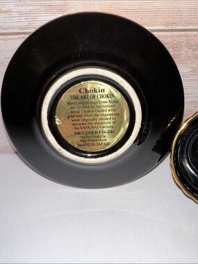 Chokin Black Ceramic Saucer with 24kt Gold Accent